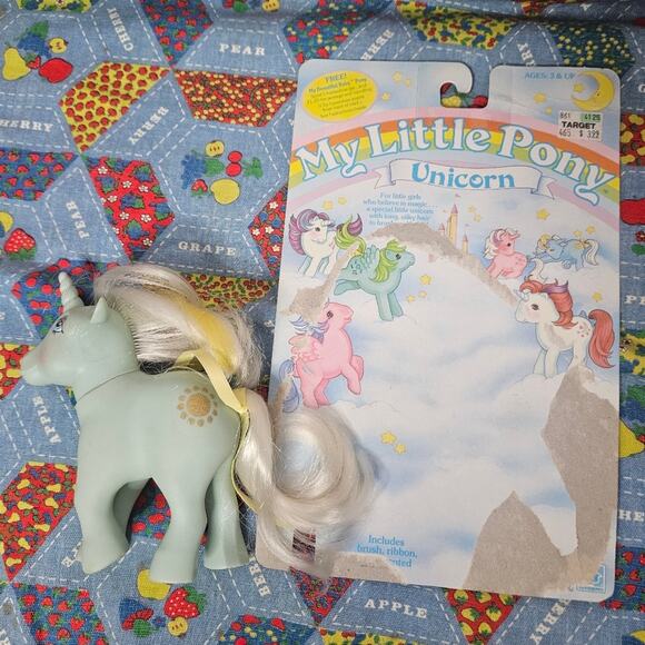 Vintage My Little Pony Unicorn *Sunbeam* with Original Backing Board - Picture 2 of 3